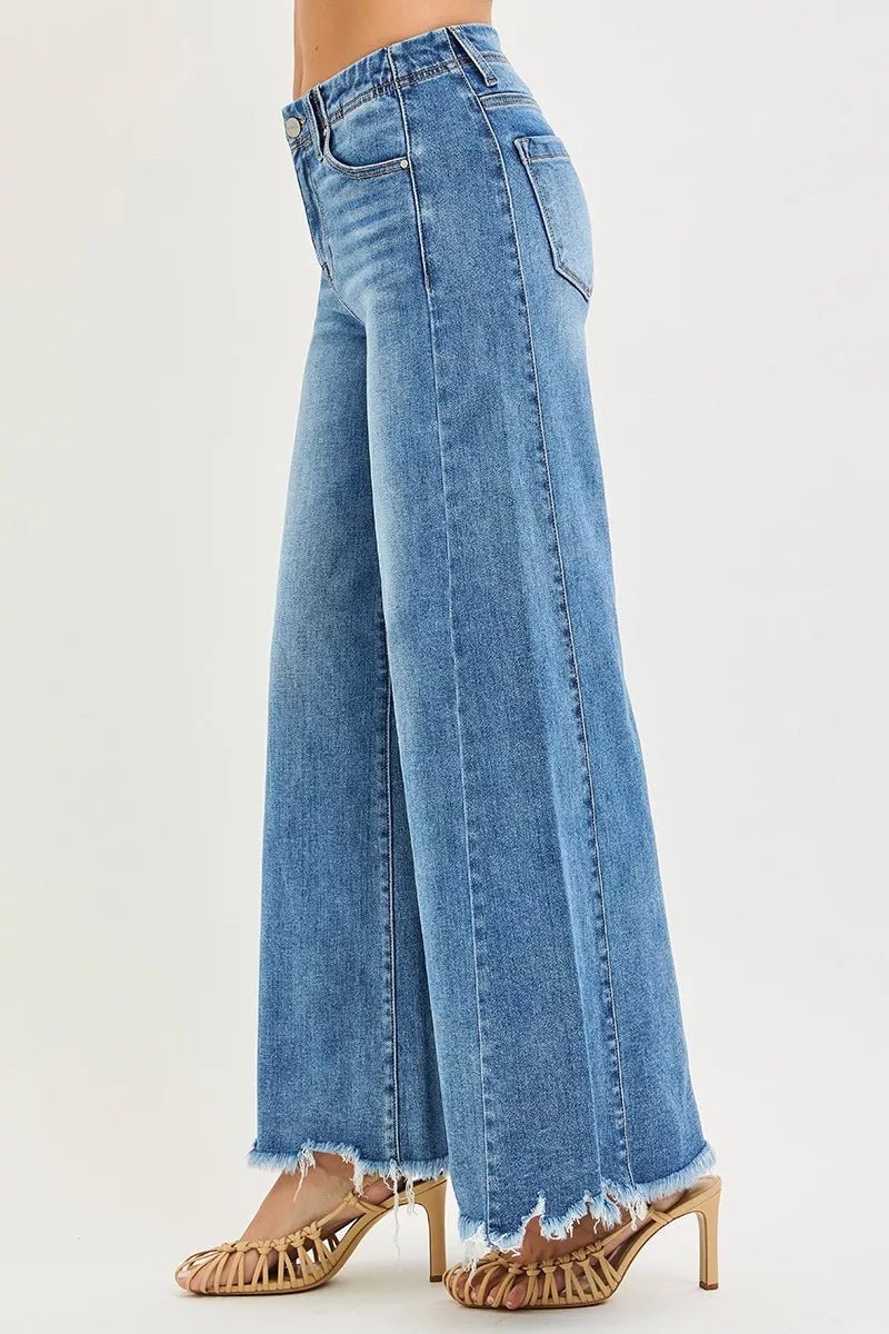 Women Wide Leg Jeans High - Rise Ankle - Length Wide - Leg Denim Jeans casual outfit boutique fashion - BespokeX Wear