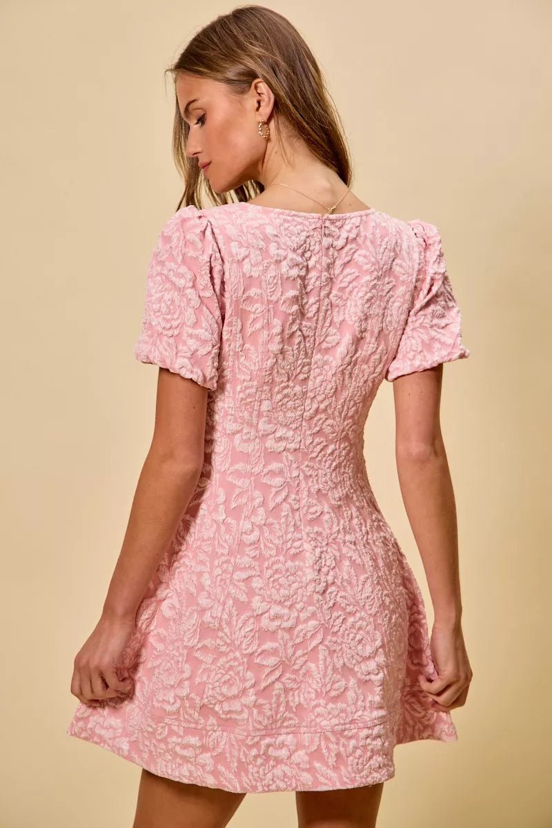 Women Women's Dresses Floral Jacquard Fit & Flare Mini Dress – Blush casual outfit boutique fashion - BespokeX Wear