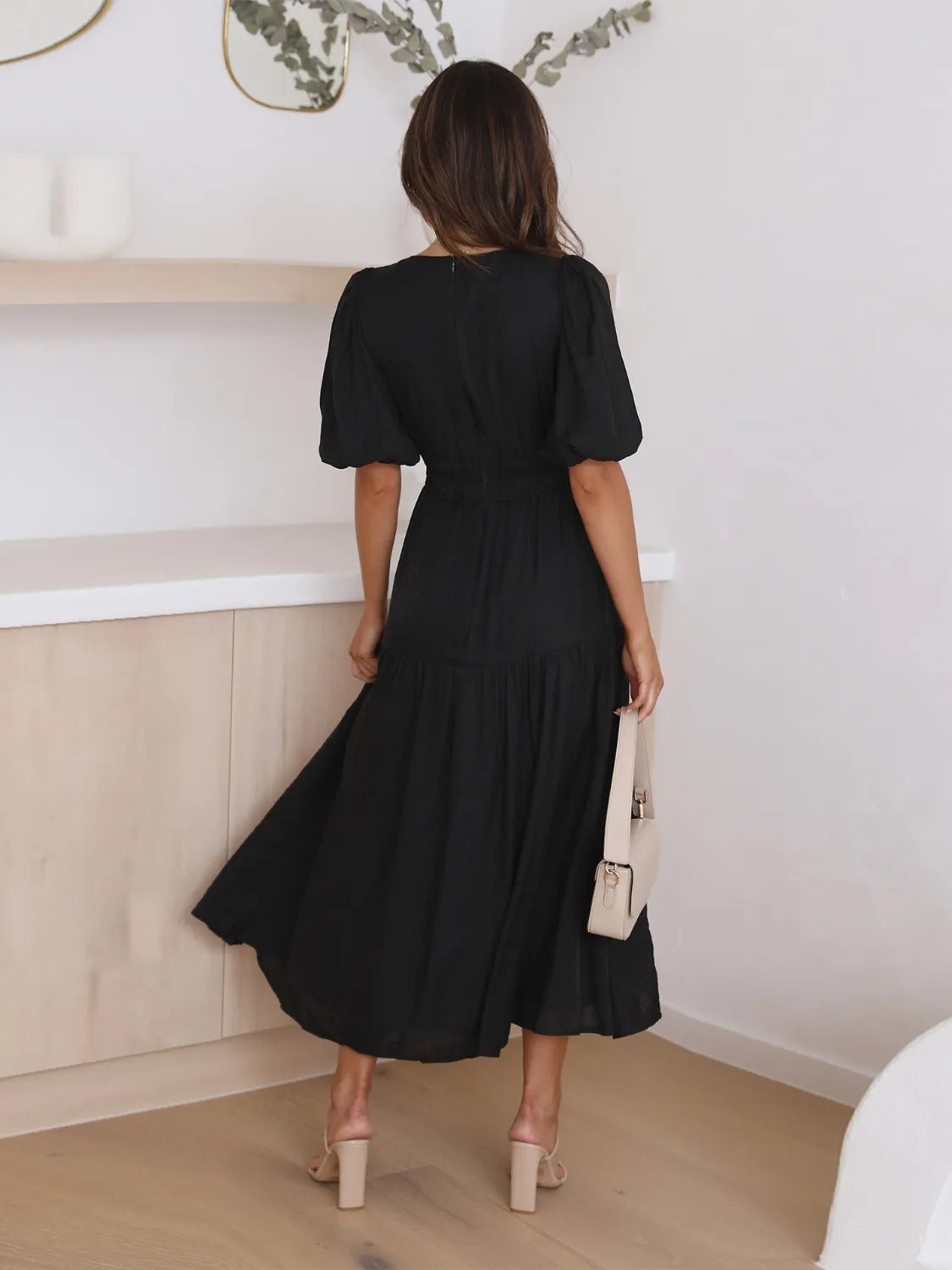 Women Women's Dresses Tiered Surplice Midi Dress casual outfit boutique fashion - BespokeX Wear