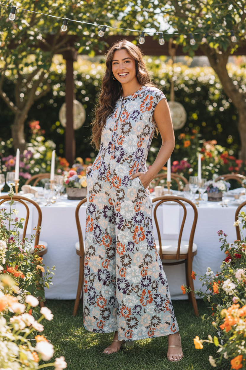 Women Women's Jumpsuits Floral Wide Leg Jumpsuit casual outfit boutique fashion - BespokeX Wear
