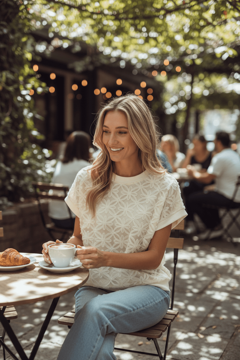 Women Women's Tops 3D Mesh Flower Top casual outfit boutique fashion - BespokeX Wear