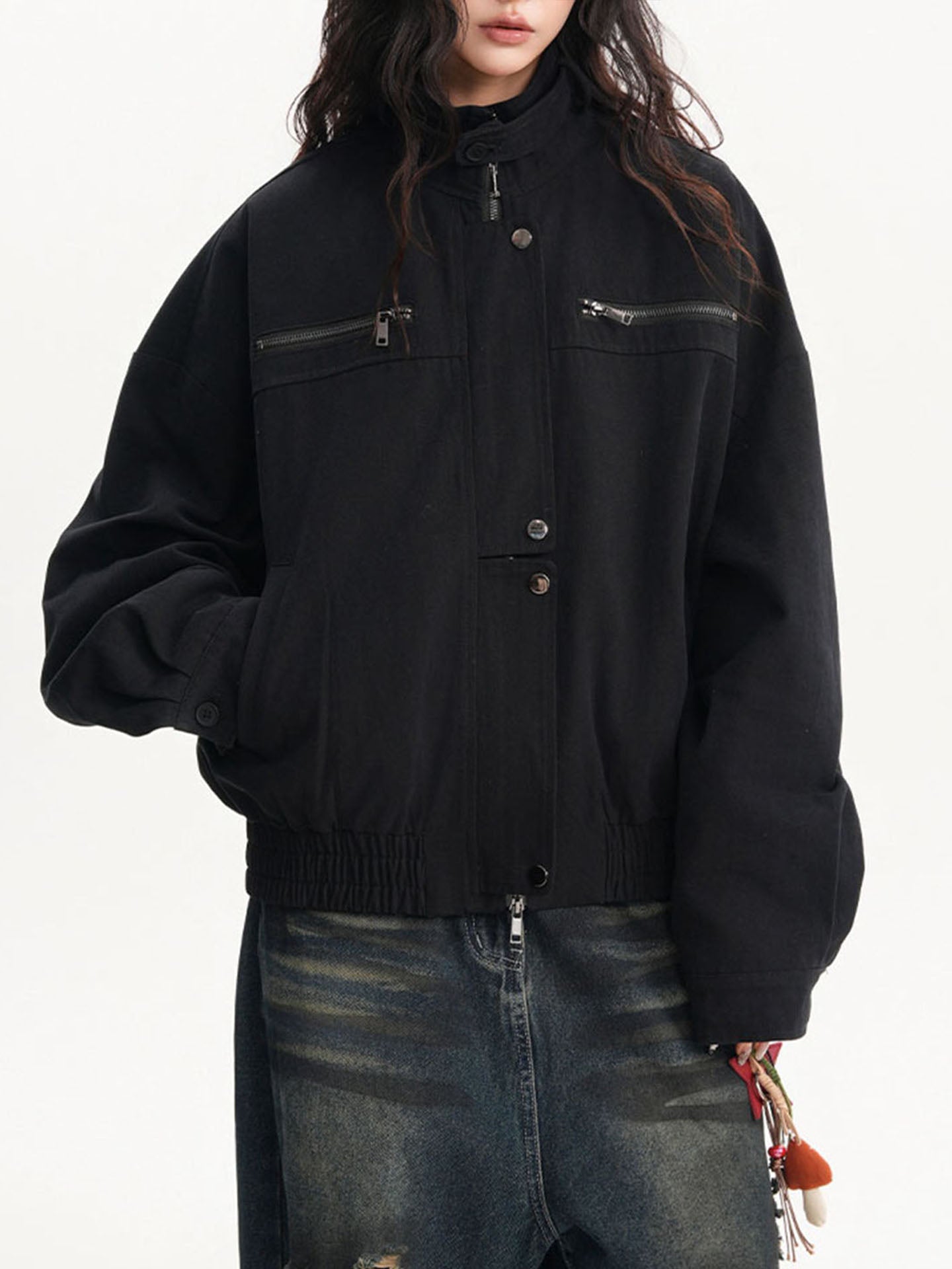 Oversized Brown Cargo Bomber Jacket