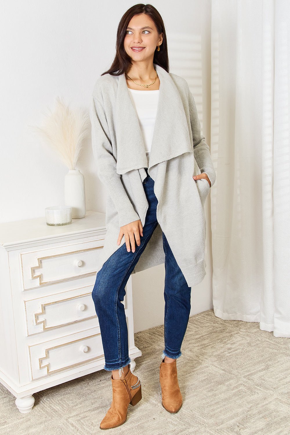 Women Angel Wings Open Front Duster Cardigan with Pockets casual outfit boutique fashion - BespokeX Wear