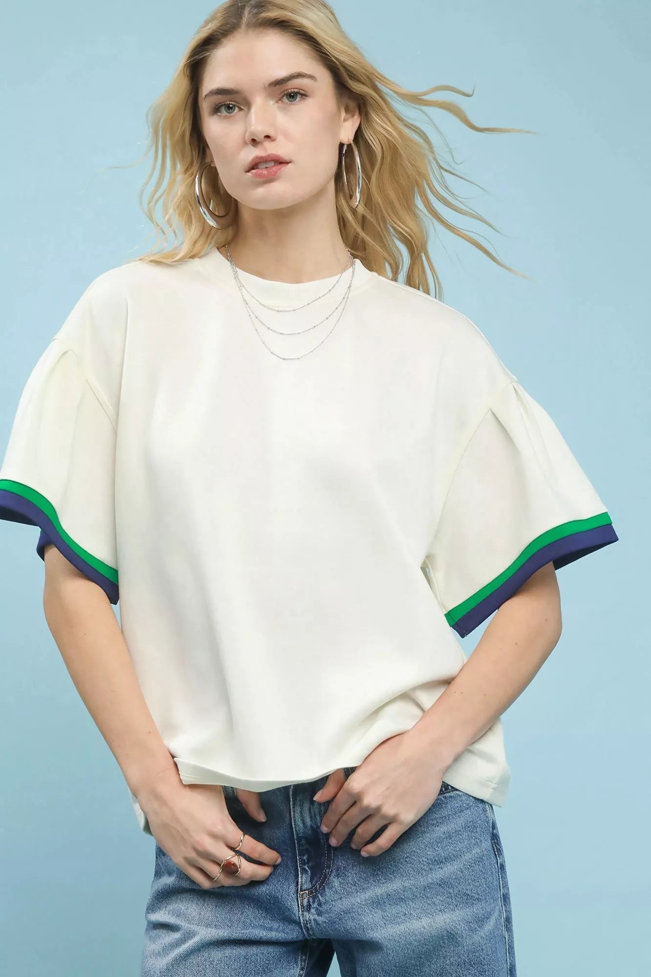 Women Bell Sleeve Knit Top Umgee Bell Sleeve Knit Top with Contrast Trim casual outfit boutique fashion - BespokeX Wear