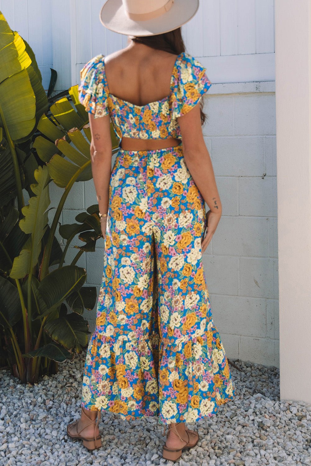Women Bottoms/Jumpsuits & Rompers Shirred Waist Floral Jumpsuit casual outfit boutique fashion - BespokeX Wear
