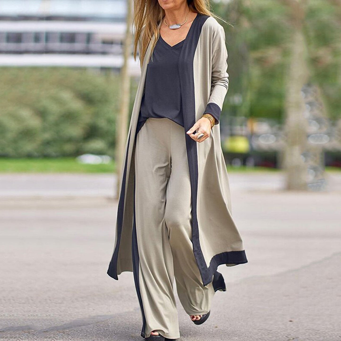 Women Clothing Set 3 - Piece Casual Solid Color Set casual outfit boutique fashion - BespokeX Wear