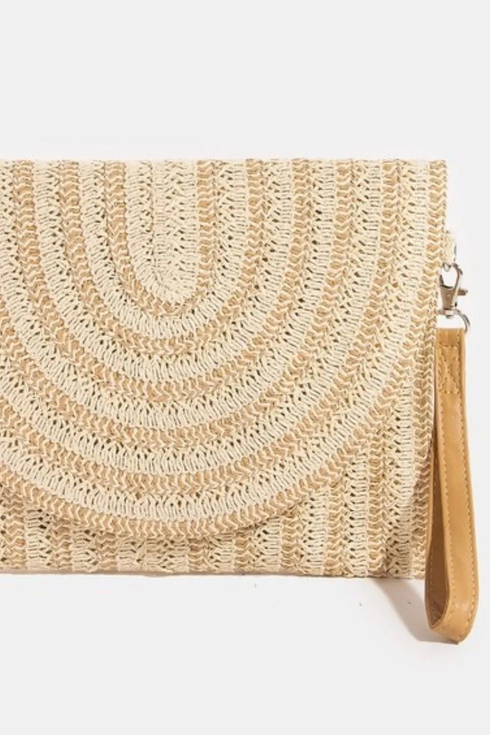 Women Clutch Bag Two - Tone Woven Envelope Clutch – Summer Straw Wristlet casual outfit boutique fashion - BespokeX Wear