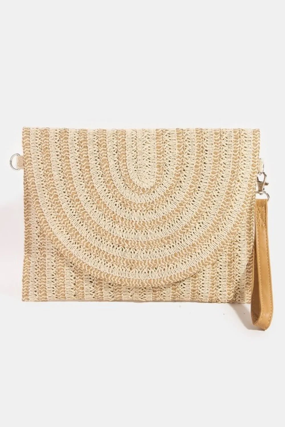 Women Clutch Bag Two - Tone Woven Envelope Clutch – Summer Straw Wristlet casual outfit boutique fashion - BespokeX Wear
