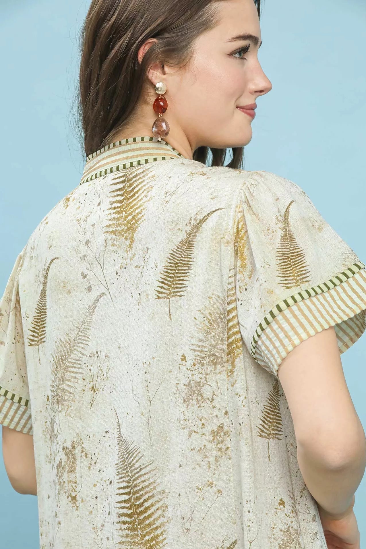 Women Dress Botanical Fern Tiered Mini Dress casual outfit boutique fashion - BespokeX Wear