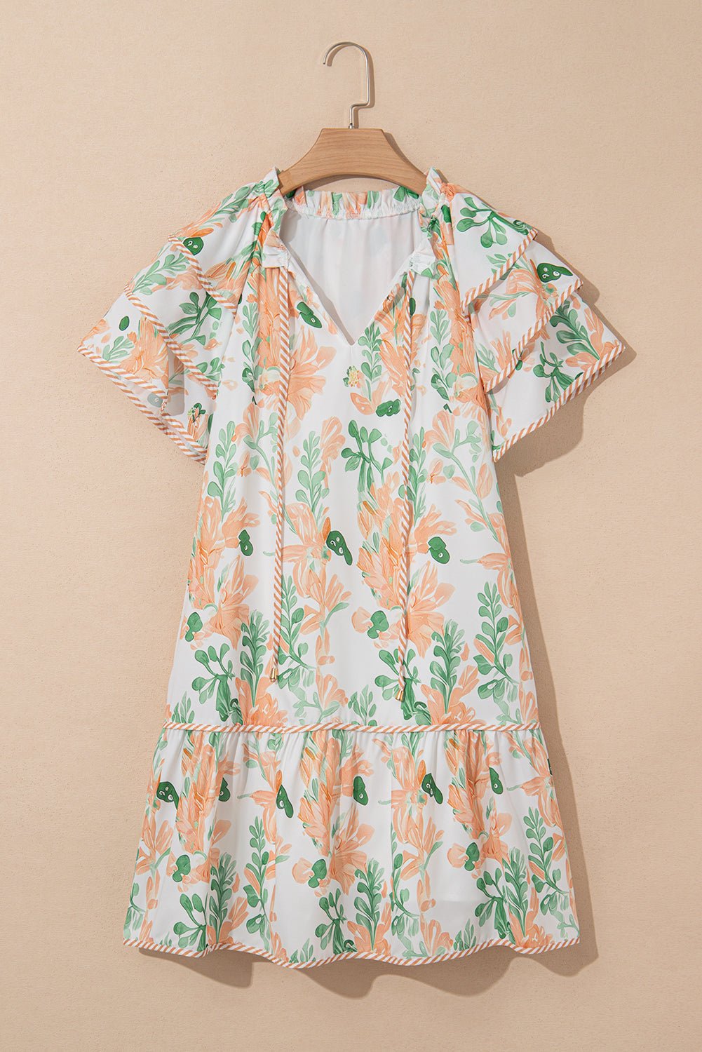 Women Dress Floral Layered Short Sleeve Mini Dress casual outfit boutique fashion - BespokeX Wear