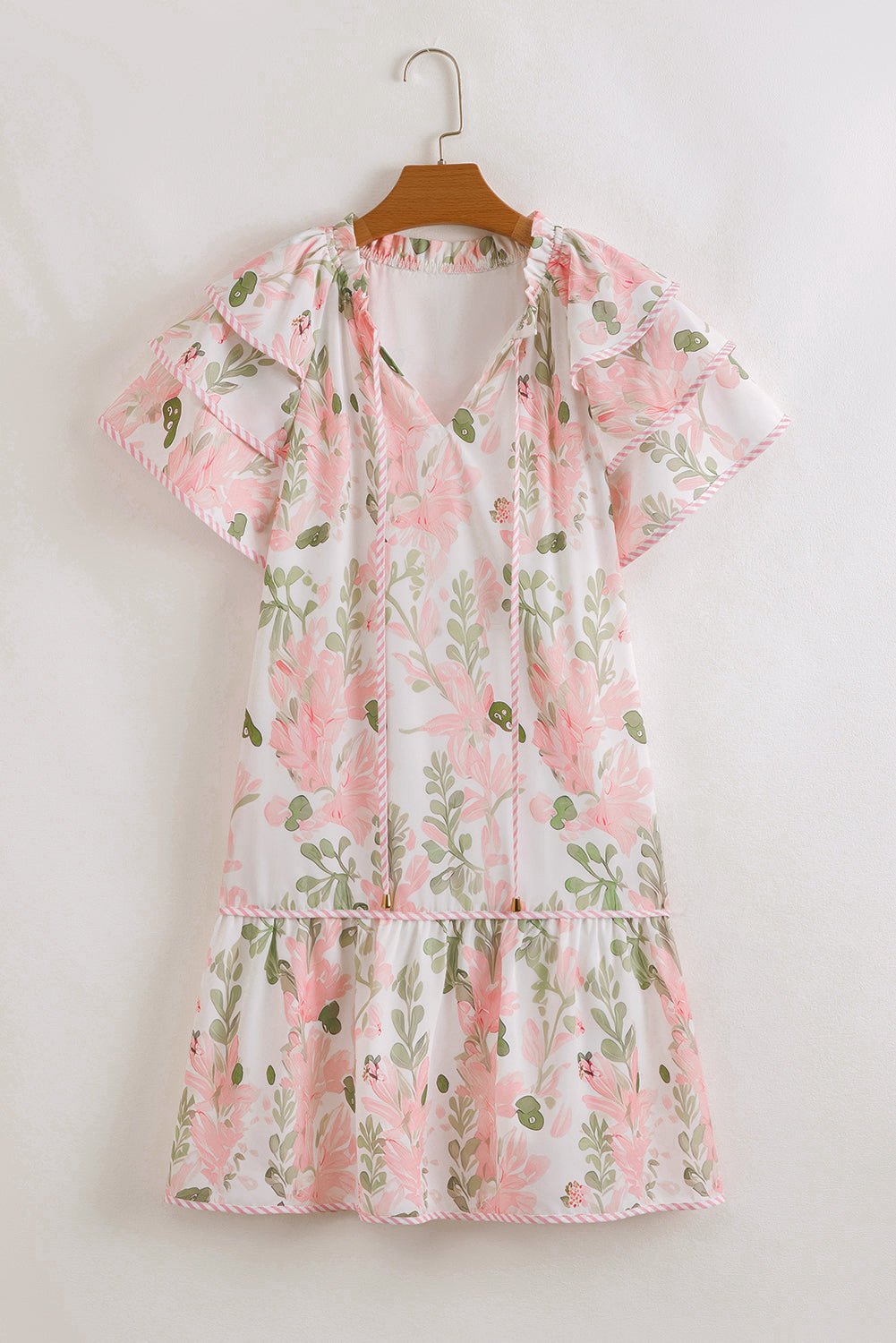 Women Dress Floral Layered Short Sleeve Mini Dress casual outfit boutique fashion - BespokeX Wear