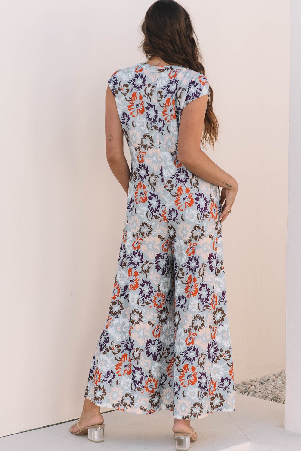 Women Dress Floral Wide - Leg Button Front Jumpsuit casual outfit boutique fashion - BespokeX Wear
