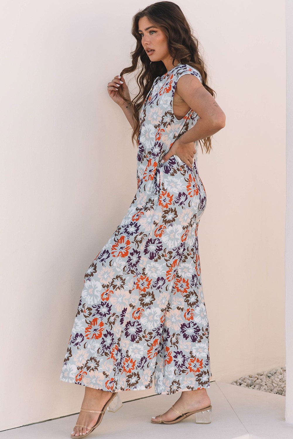 Women Dress Floral Wide - Leg Button Front Jumpsuit casual outfit boutique fashion - BespokeX Wear