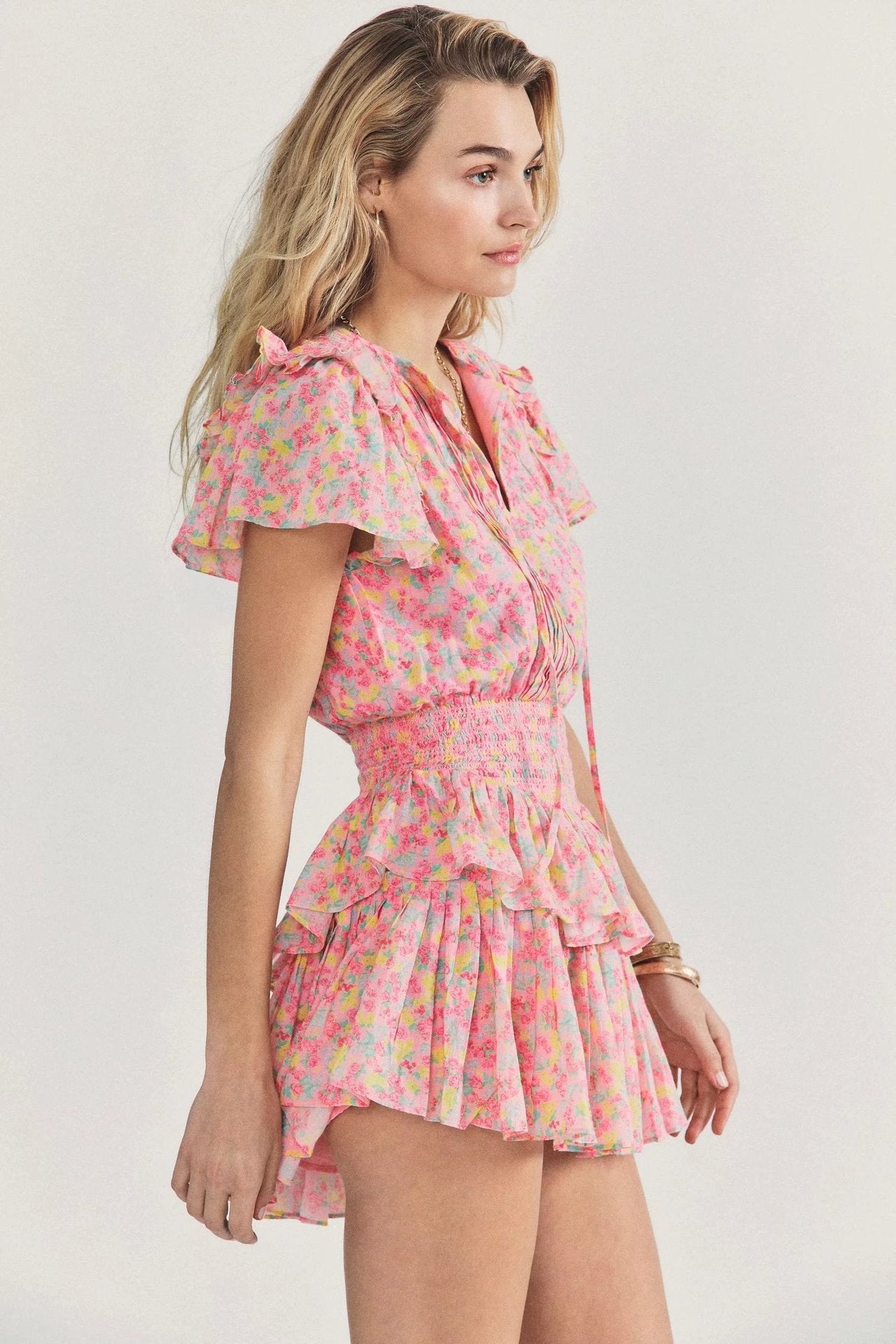 Women Dress Printed Tie Waist Ruffle Dress casual outfit boutique fashion - BespokeX Wear
