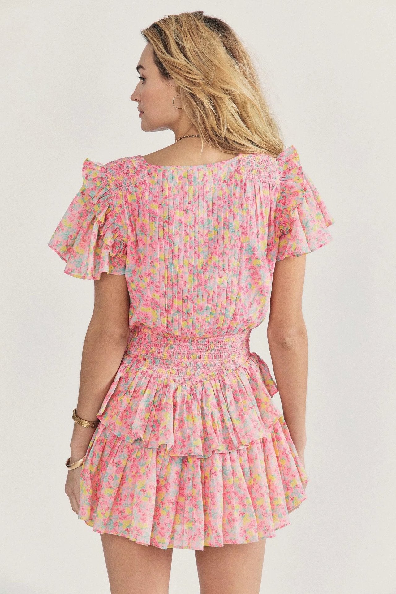 Women Dress Printed Tie Waist Ruffle Dress casual outfit boutique fashion - BespokeX Wear