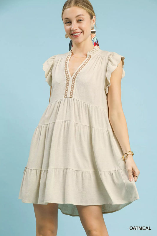 Women Dress Umgee Linen Tiered Babydoll Dress – Lightweight Summer Style casual outfit boutique fashion - BespokeX Wear