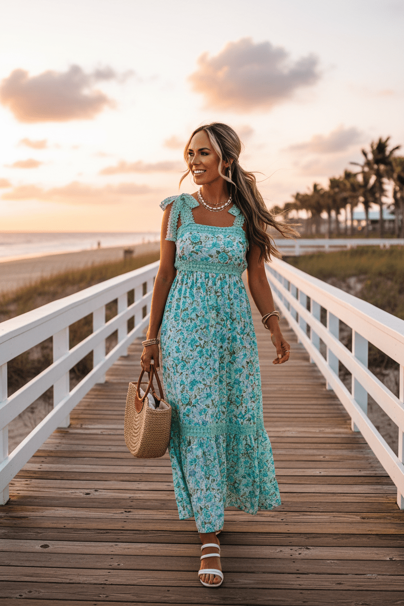 Women Dresses Spring Floral Lace Patchwork Maxi Dress – Women's High - Waisted Long Dress casual outfit boutique fashion - BespokeX Wear