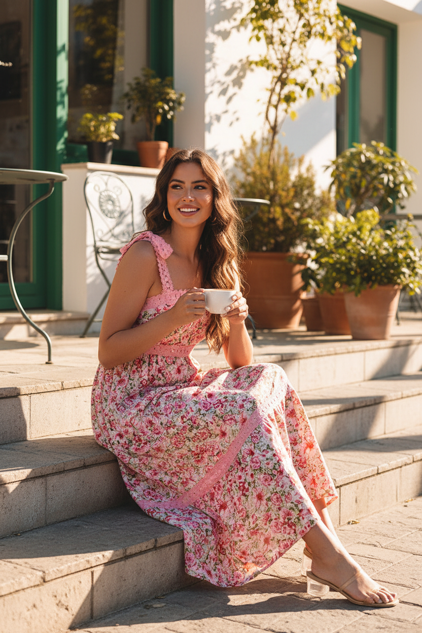 Women Dresses Spring Floral Lace Patchwork Maxi Dress – Women's High - Waisted Long Dress casual outfit boutique fashion - BespokeX Wear