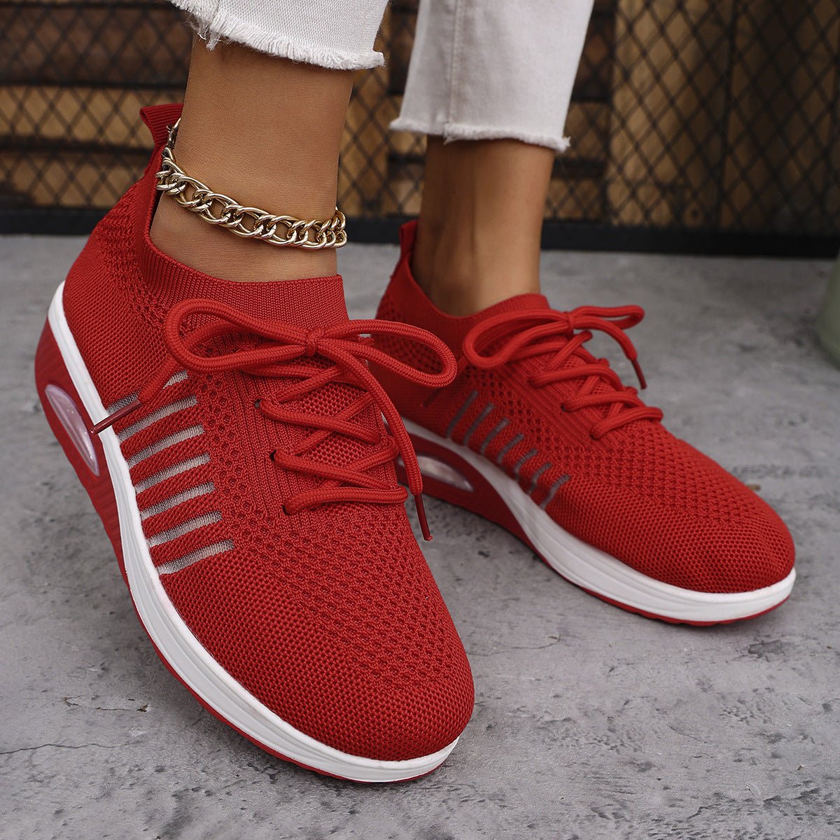 Women Footwear Breathable Mesh Lace - Up Sneakers casual outfit boutique fashion - BespokeX Wear