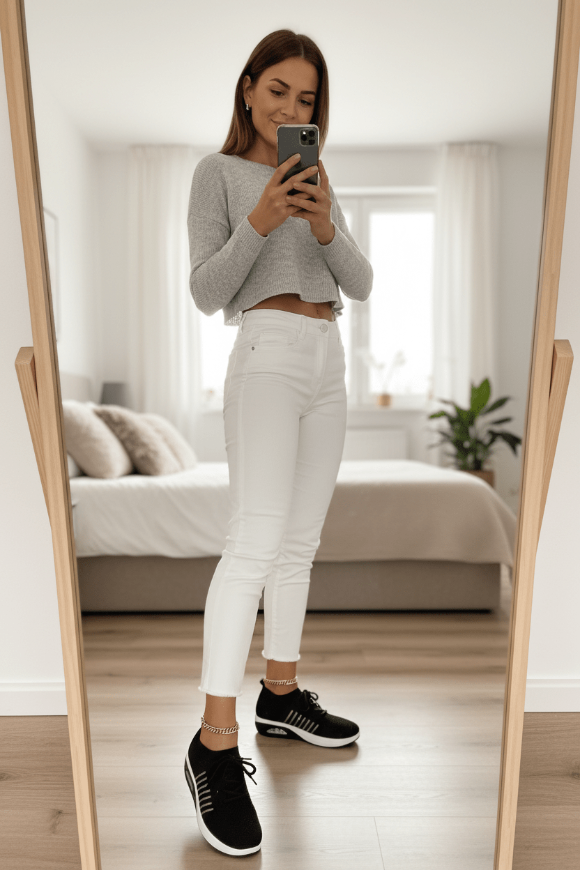 Women Footwear Breathable Mesh Lace - Up Sneakers casual outfit boutique fashion - BespokeX Wear