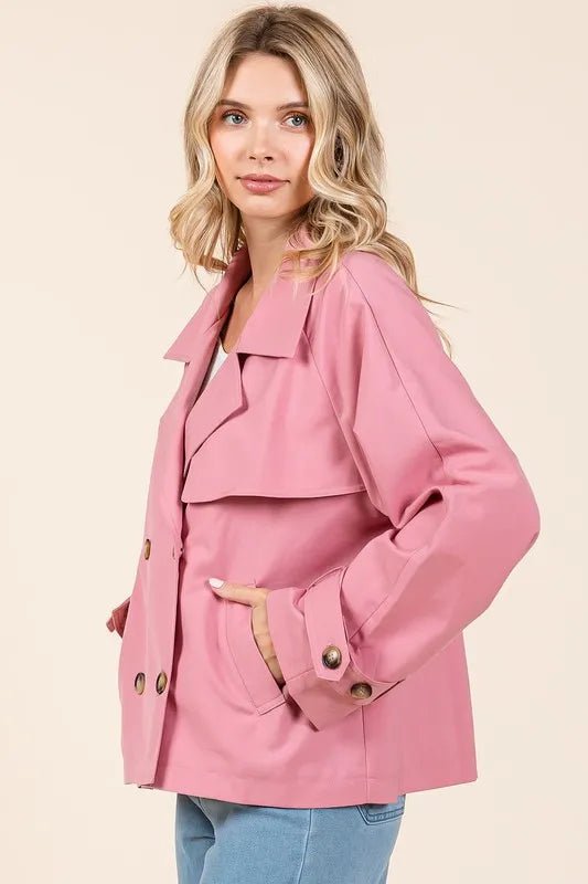 Women Jacket Double - Breasted Long Sleeve Trench Jacket casual outfit boutique fashion - BespokeX Wear