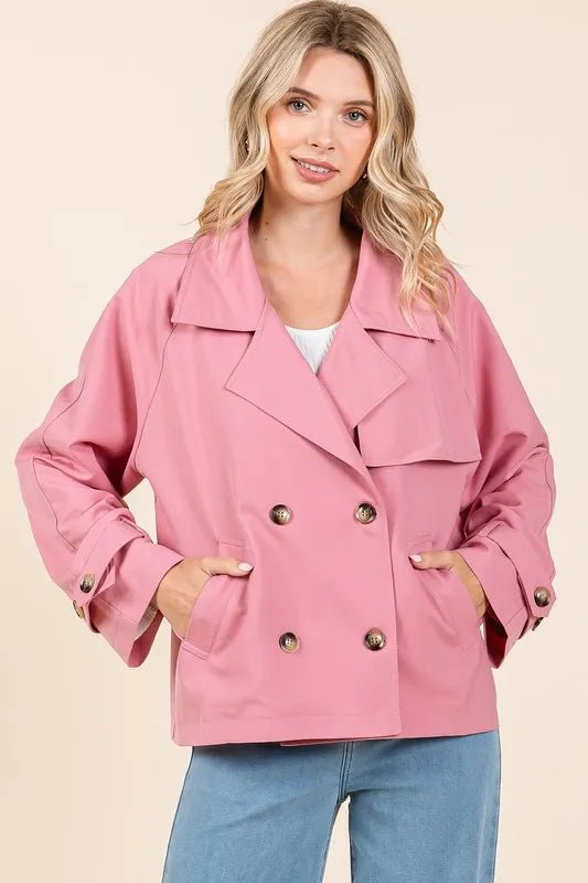 Women Jacket Double - Breasted Long Sleeve Trench Jacket casual outfit boutique fashion - BespokeX Wear