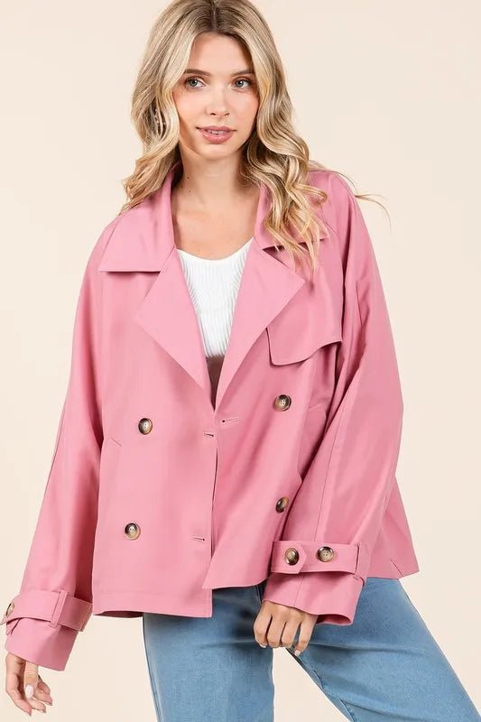 Women Jacket Double - Breasted Long Sleeve Trench Jacket casual outfit boutique fashion - BespokeX Wear