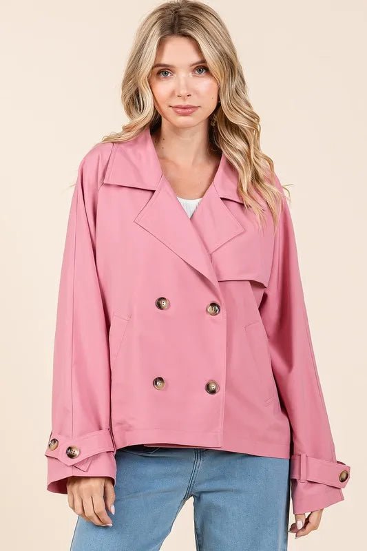 Women Jacket Double - Breasted Long Sleeve Trench Jacket casual outfit boutique fashion - BespokeX Wear