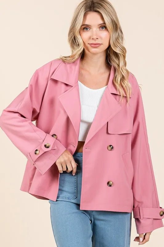 Women Jacket Double - Breasted Long Sleeve Trench Jacket casual outfit boutique fashion - BespokeX Wear