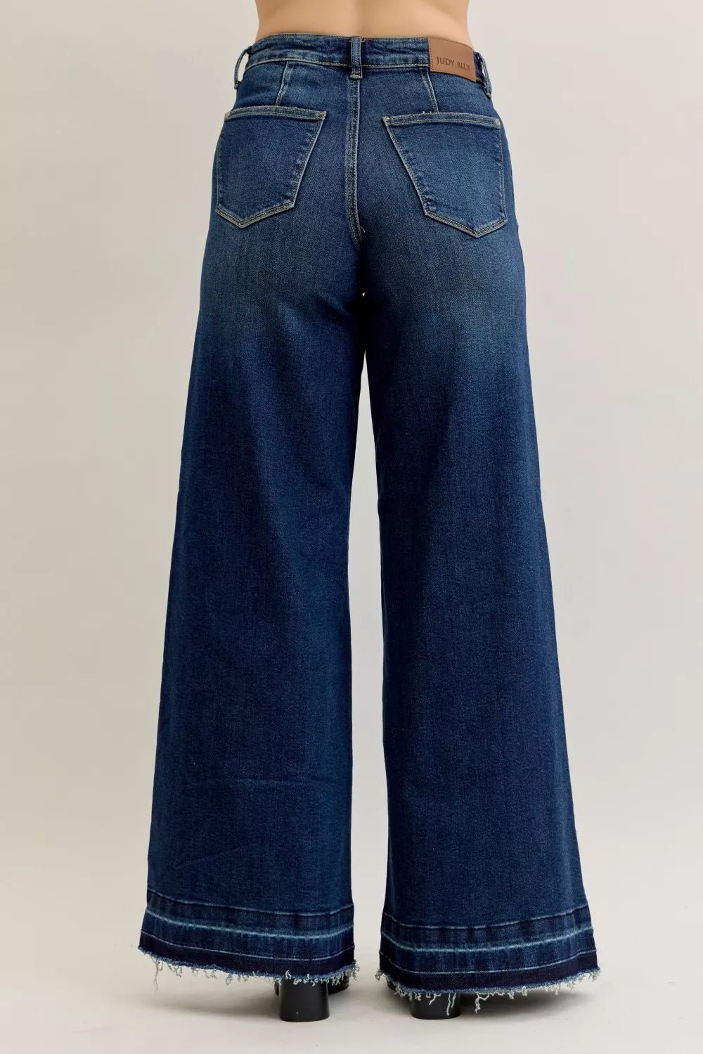 Women Jeans Judy Blue High - Waist Palazzo Jeans with Patch Pockets casual outfit boutique fashion - BespokeX Wear