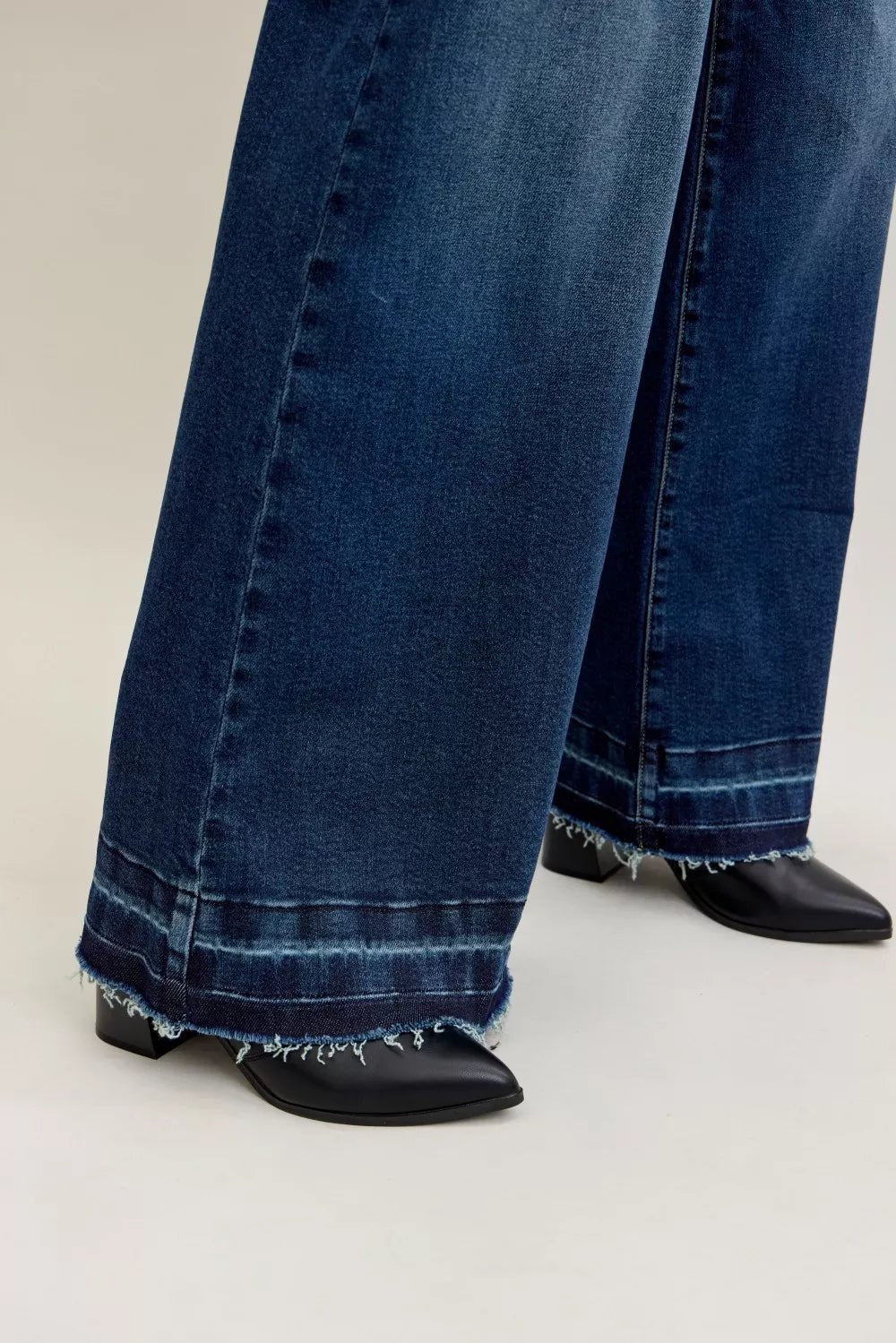 Women Jeans Judy Blue High - Waist Palazzo Jeans with Patch Pockets casual outfit boutique fashion - BespokeX Wear