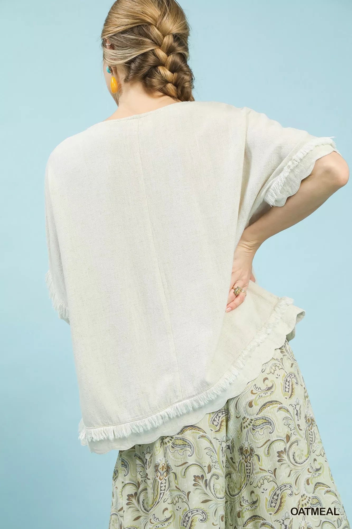 Women Linen Tops Linen Breeze Scallop Hem Top – Relaxed Summer Essential casual outfit boutique fashion - BespokeX Wear