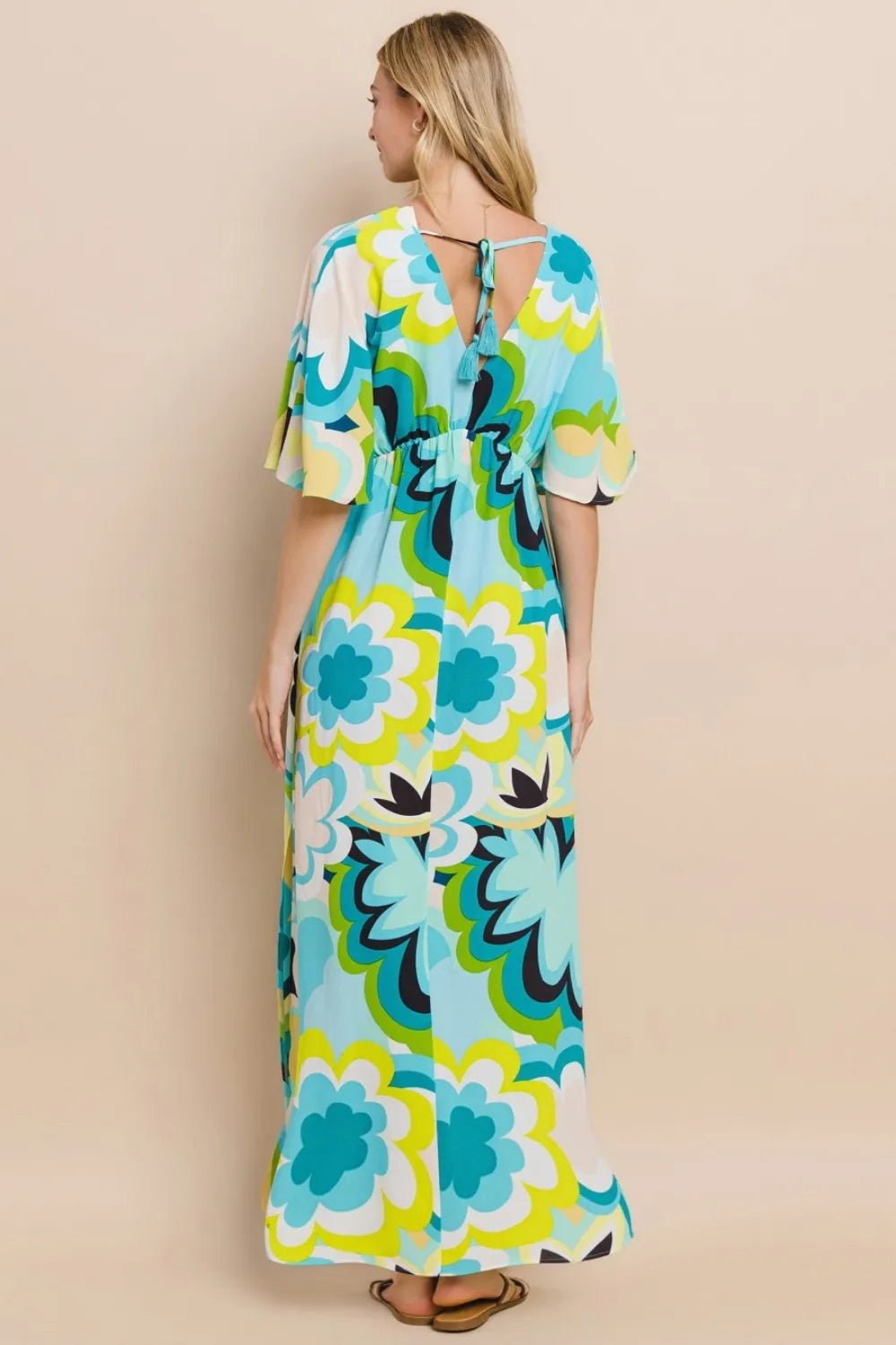 Women Maxi Dress Tropical Floral Slit Maxi Dress – Flowy Vacation Statement Dress casual outfit boutique fashion - BespokeX Wear