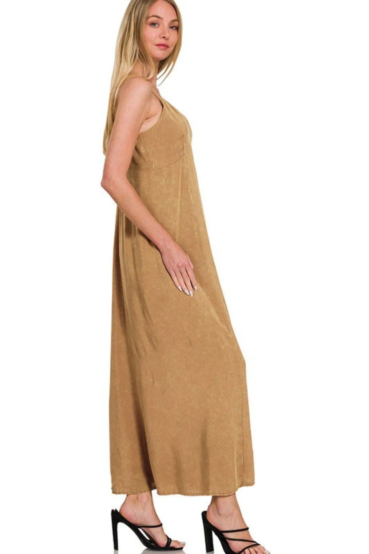 Women Maxi Dress Zenana Mineral Washed Rayon Challis Cami Dress casual outfit boutique fashion - BespokeX Wear