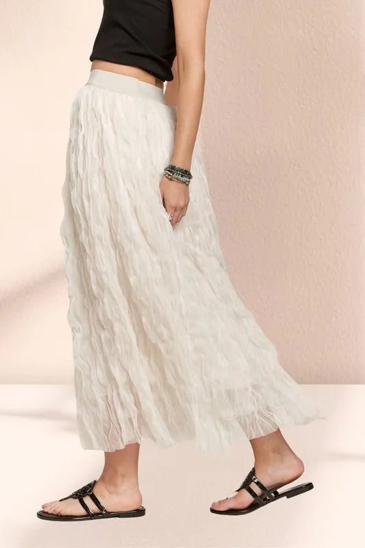 Women Maxi Skirt Elastic - Waist Flowy Cloud - Texture Maxi Skirt casual outfit boutique fashion - BespokeX Wear