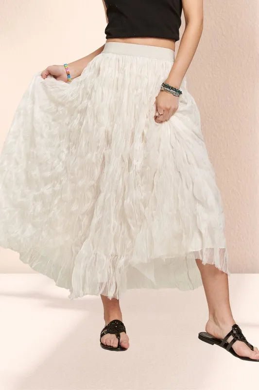 Women Maxi Skirt Elastic - Waist Flowy Cloud - Texture Maxi Skirt casual outfit boutique fashion - BespokeX Wear