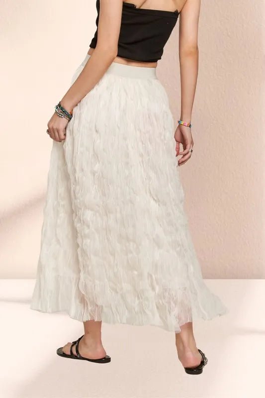 Women Maxi Skirt Elastic - Waist Flowy Cloud - Texture Maxi Skirt casual outfit boutique fashion - BespokeX Wear