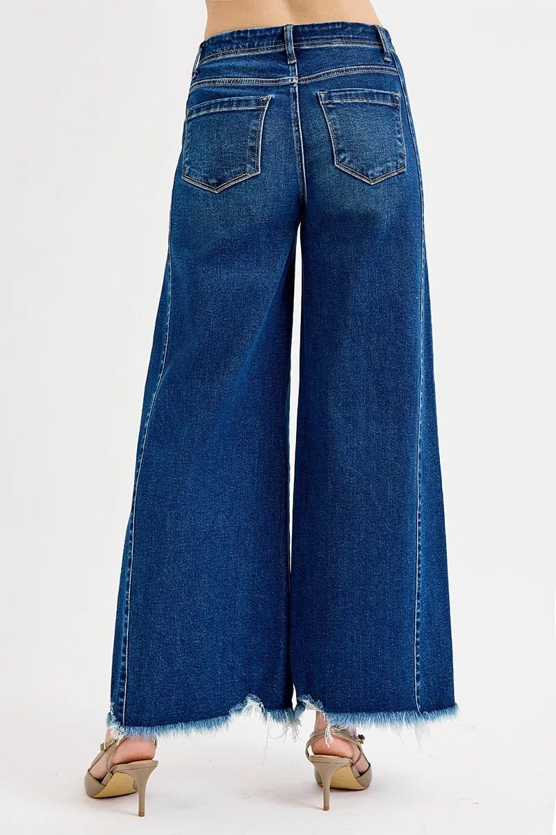 Women Plus Size Jeans RISEN Plus Size High - Rise Ankle Wide - Leg Jeans – Raw Hem casual outfit boutique fashion - BespokeX Wear