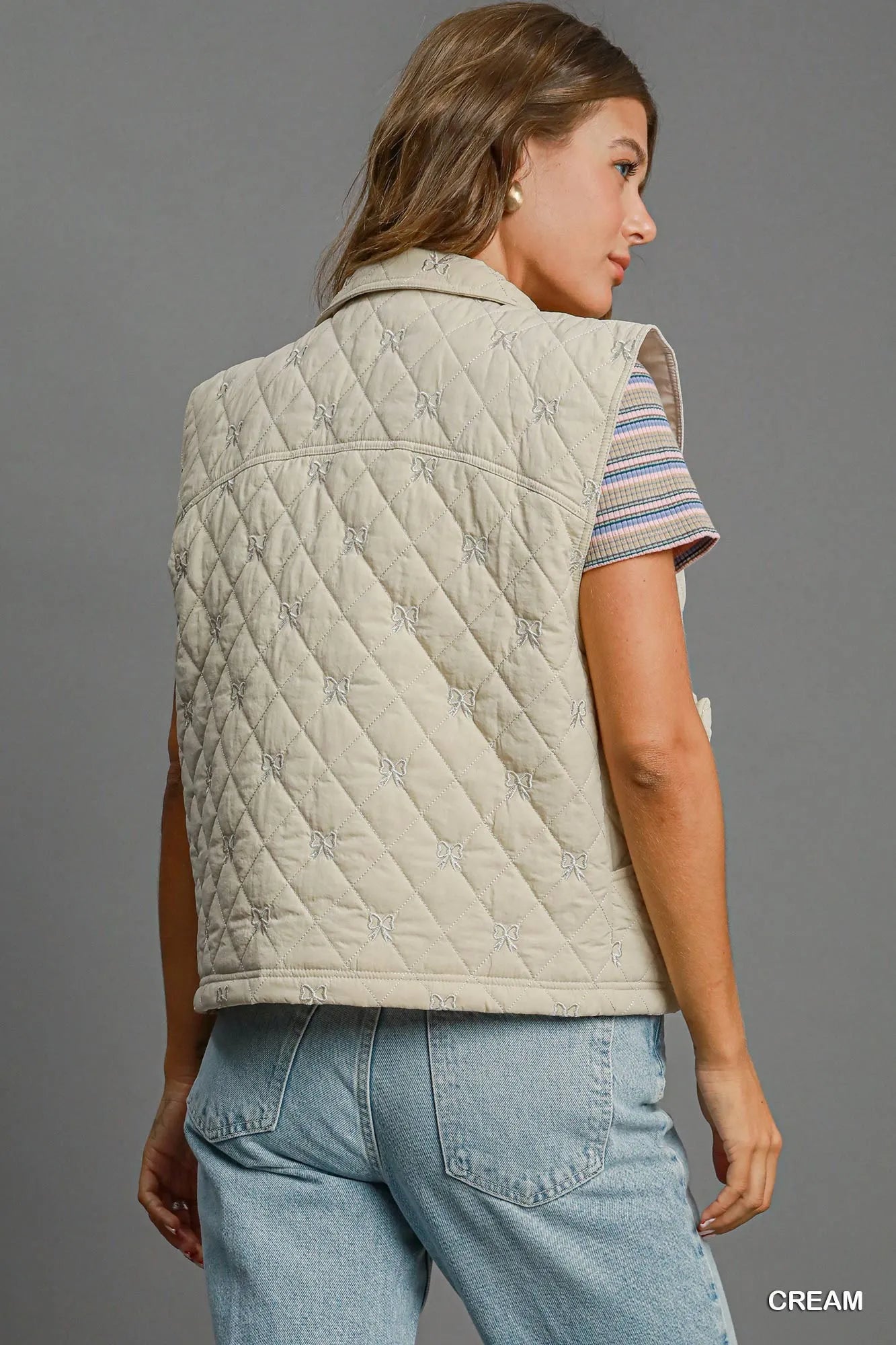 Women Quilted Vest Cream Quilted Sleeveless Vest for Women | Lightweight Neutral Layering Vest casual outfit boutique fashion - BespokeX Wear