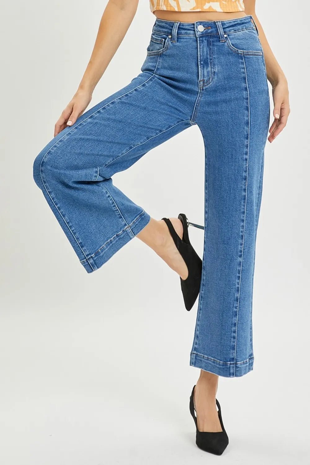 Women RISEN Full Size High Rise Wide Leg Jeans casual outfit boutique fashion - BespokeX Wear