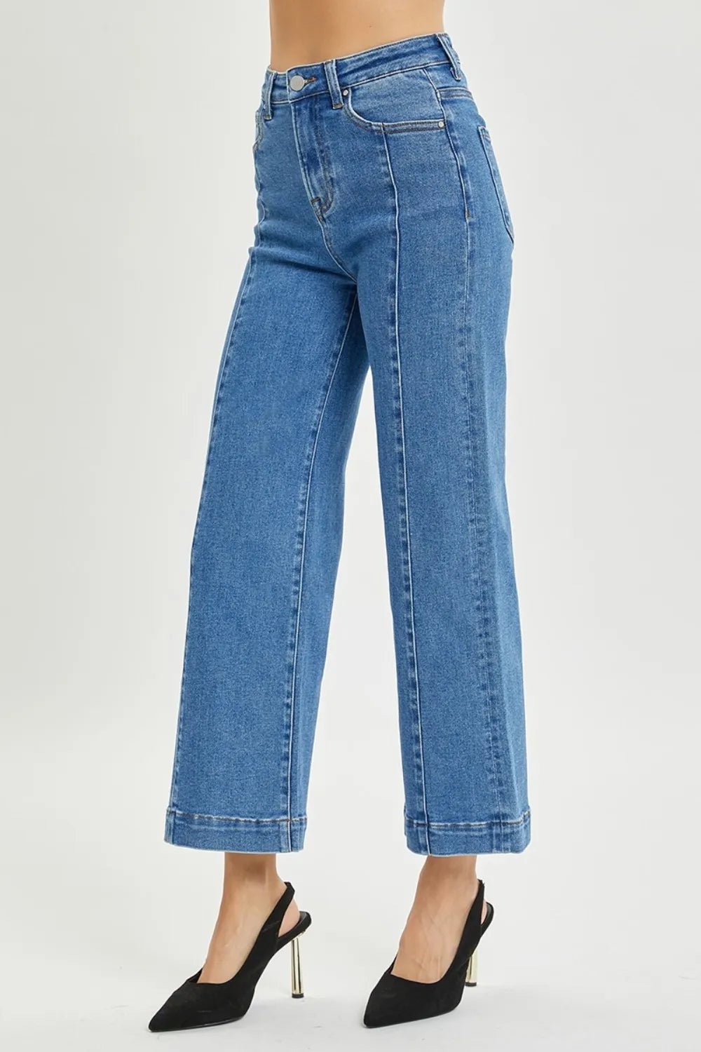 Women RISEN Full Size High Rise Wide Leg Jeans casual outfit boutique fashion - BespokeX Wear