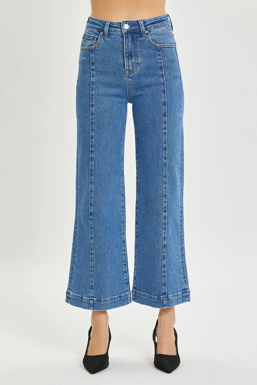 Women RISEN Full Size High Rise Wide Leg Jeans casual outfit boutique fashion - BespokeX Wear
