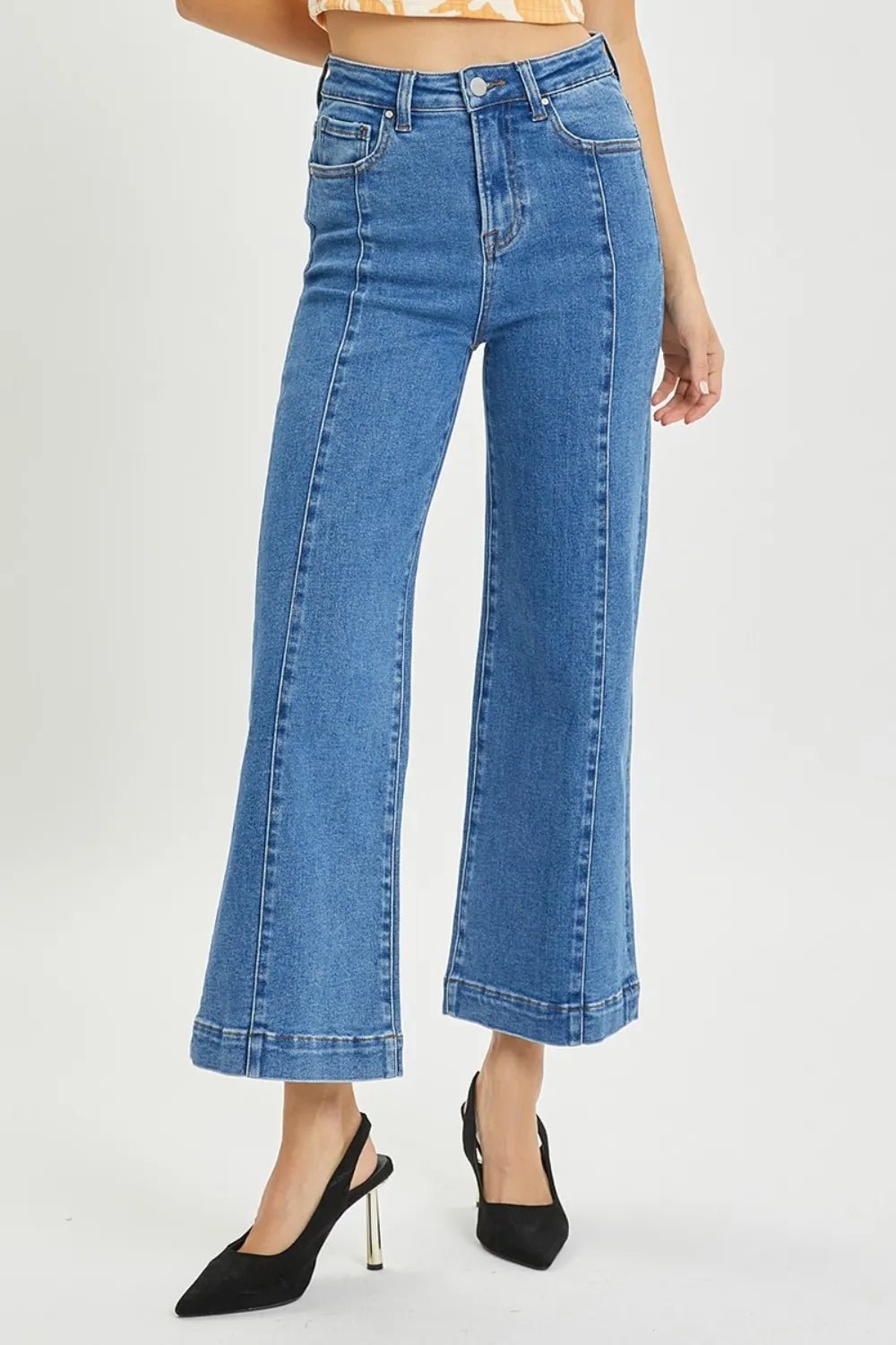 Women RISEN Full Size High Rise Wide Leg Jeans casual outfit boutique fashion - BespokeX Wear