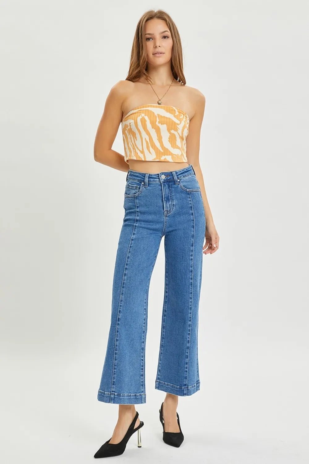 Women RISEN Full Size High Rise Wide Leg Jeans casual outfit boutique fashion - BespokeX Wear