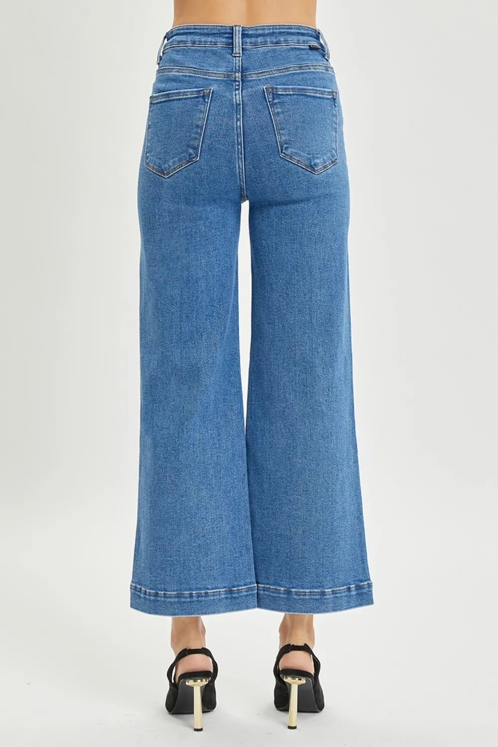 Women RISEN Full Size High Rise Wide Leg Jeans casual outfit boutique fashion - BespokeX Wear