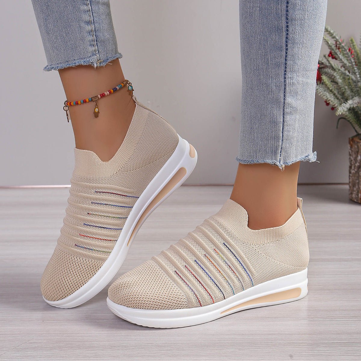 Women Sneakers Everyday Comfort Knit Slip - On Sneakers casual outfit boutique fashion - BespokeX Wear