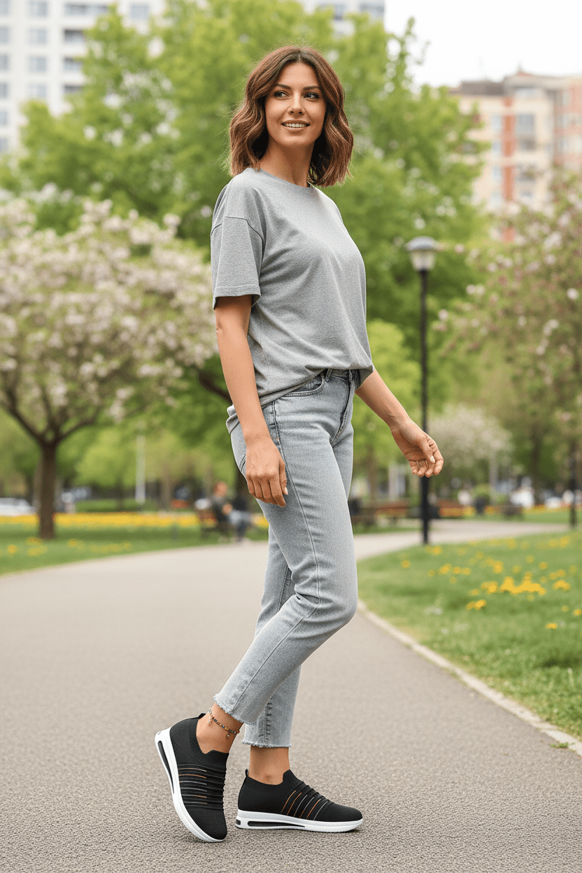 Women Sneakers Everyday Comfort Knit Slip - On Sneakers casual outfit boutique fashion - BespokeX Wear