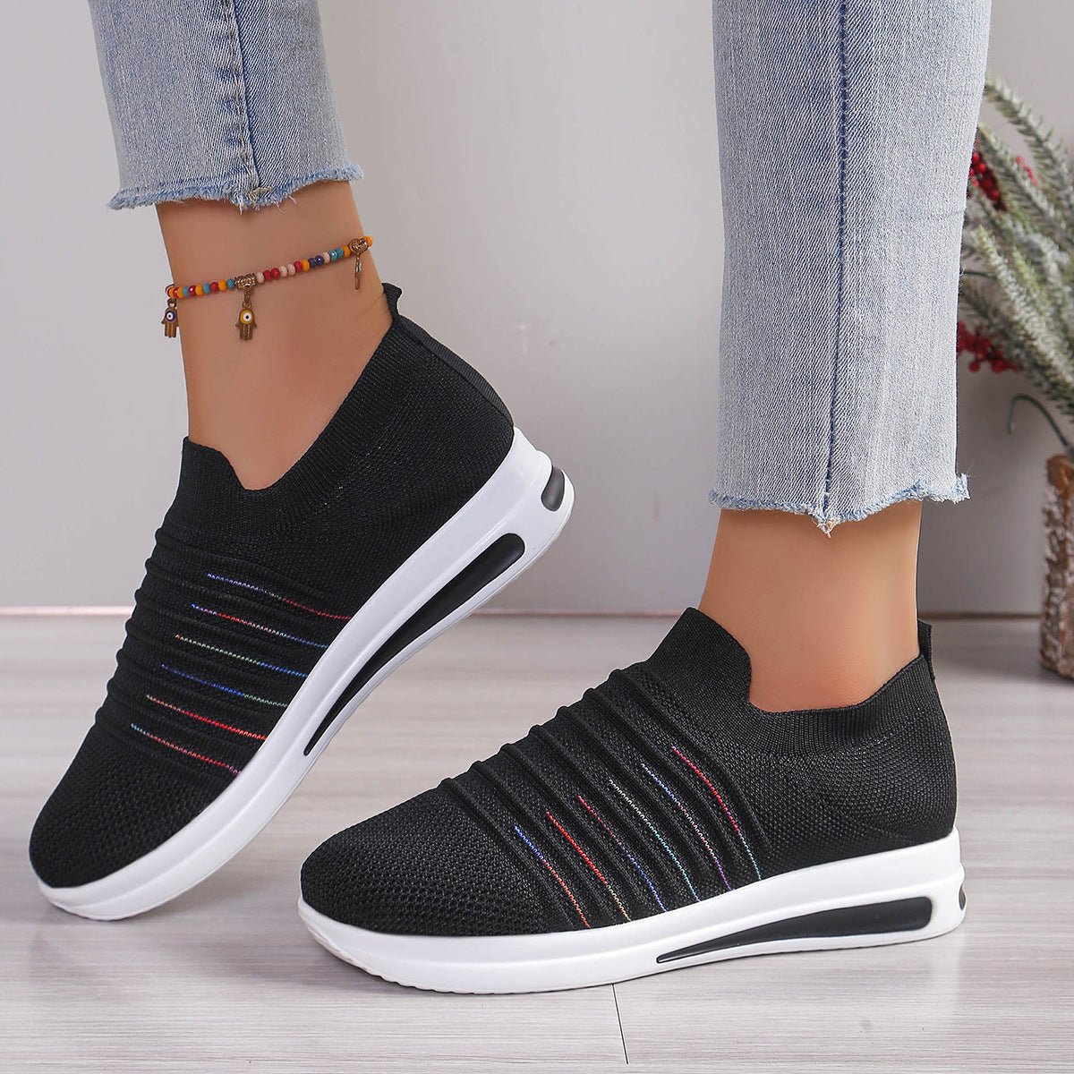 Women Sneakers Everyday Comfort Knit Slip - On Sneakers casual outfit boutique fashion - BespokeX Wear