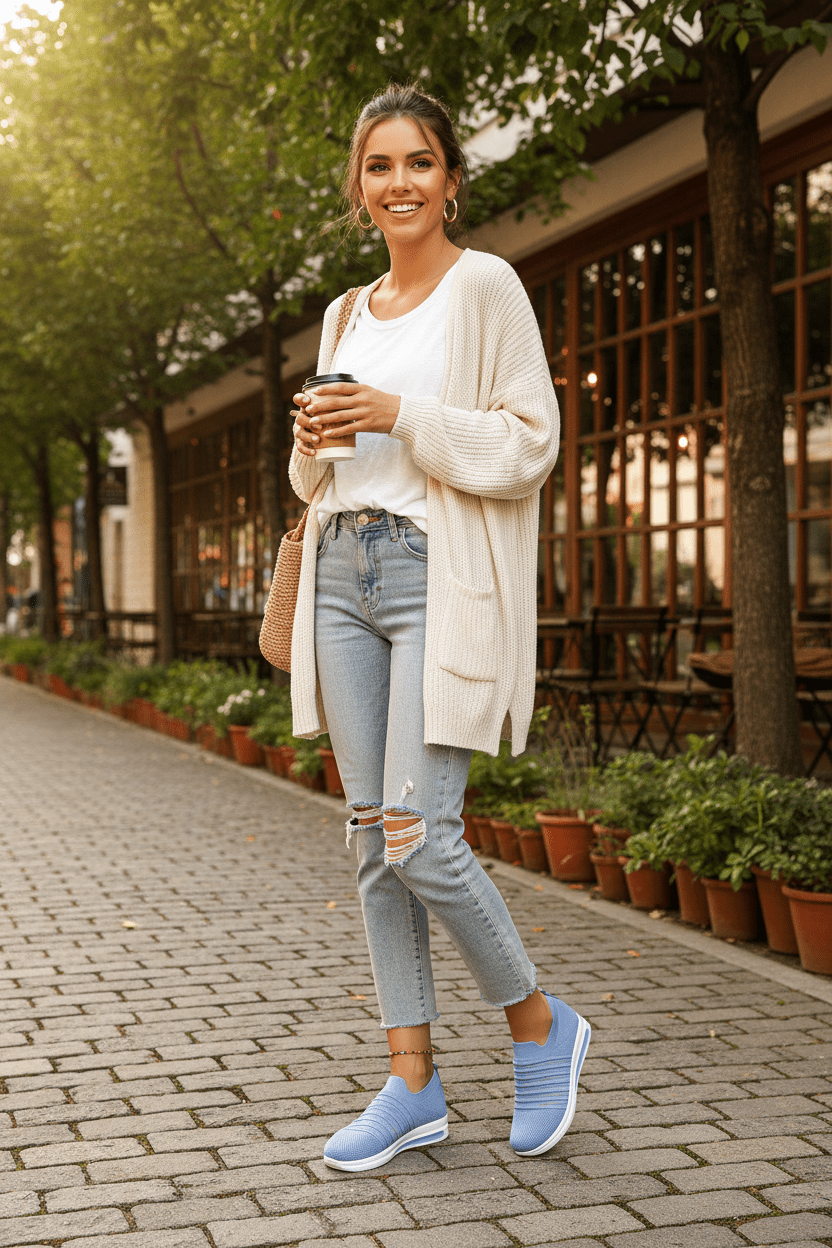 Women Sneakers Everyday Comfort Knit Slip - On Sneakers casual outfit boutique fashion - BespokeX Wear