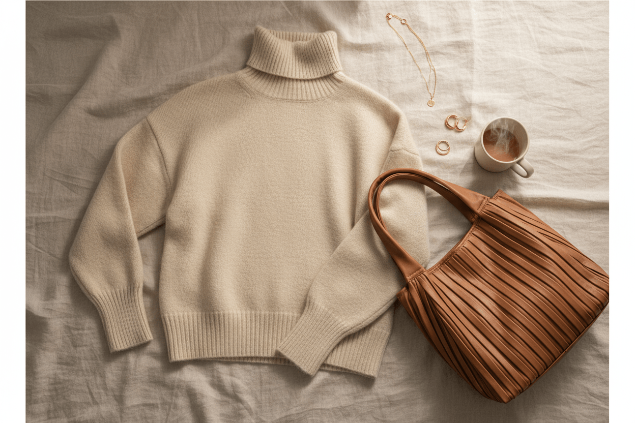 Women Sweater Cozy Knit High - Neck Sweater casual outfit boutique fashion - BespokeX Wear
